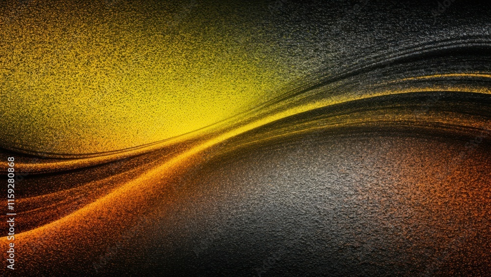 Poster abstract wave design featuring smooth gradients of yellow and orange on a dark textured background i