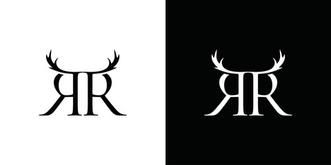 RR initials logo and deer