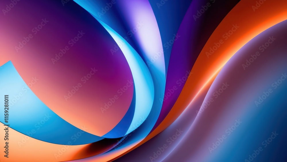 Poster vibrant abstract design featuring smooth, flowing waves of color creating a dynamic and modern atmos