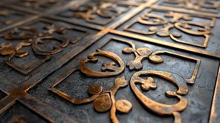 Metallic textures featuring intricate sale iconography, Exclusive Deals, modern and upscale