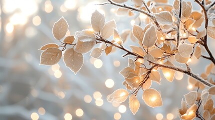 Fototapeta premium Layered frost patterns with shimmering lights highlighting Exclusive Holiday Deals, Seasonal Sale, modern elegance