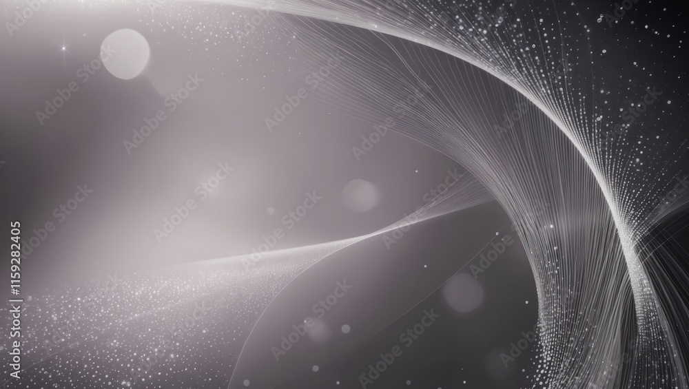 Poster abstract design featuring flowing light waves and shimmering particles, ideal for backgrounds and mo