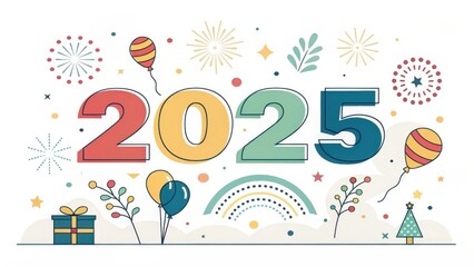 Modern and stylish vector design celebrating Happy New Year 2025. Perfect for trendy templates, invitations, greeting cards, and festive graphic projects.