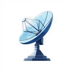 A sleek blue satellite dish, designed for modern communications, set against a clean white background.