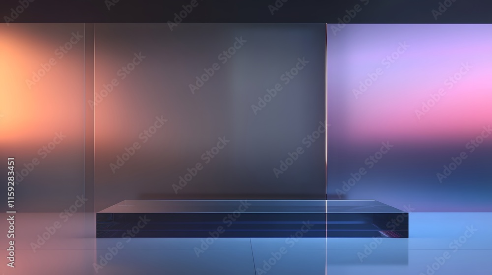 Poster glass platform with gradient background illumination