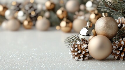 Glittery holiday patterns surrounding vibrant sale texts, Christmas Discounts, bright and celebratory