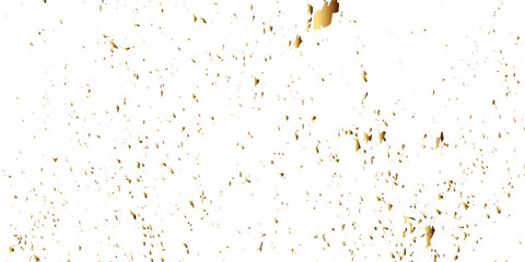 Abstract doted and confetti golden glitter and dust particles splatter on transparent background. Dust golden grunge background. Vector illustration.