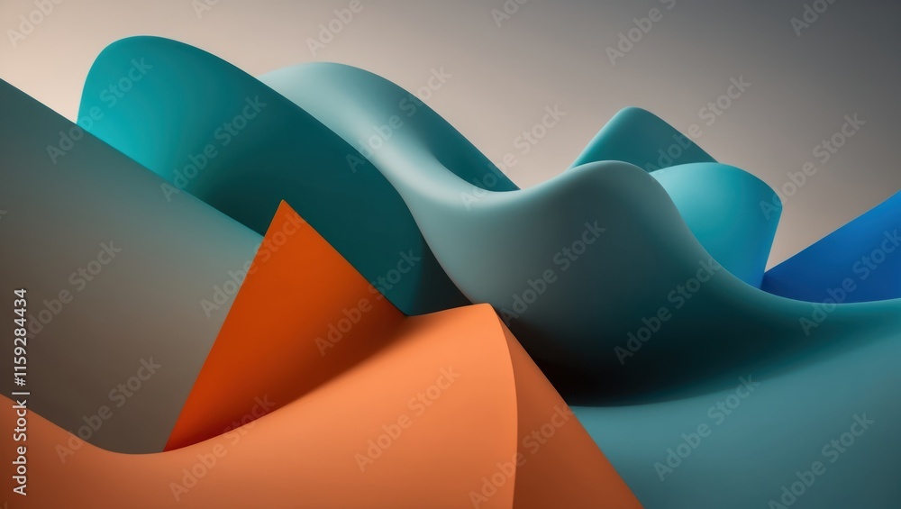 Aufkleber colorful abstract shapes create smooth curves, evoking a modern and minimalistic atmosphere suitable