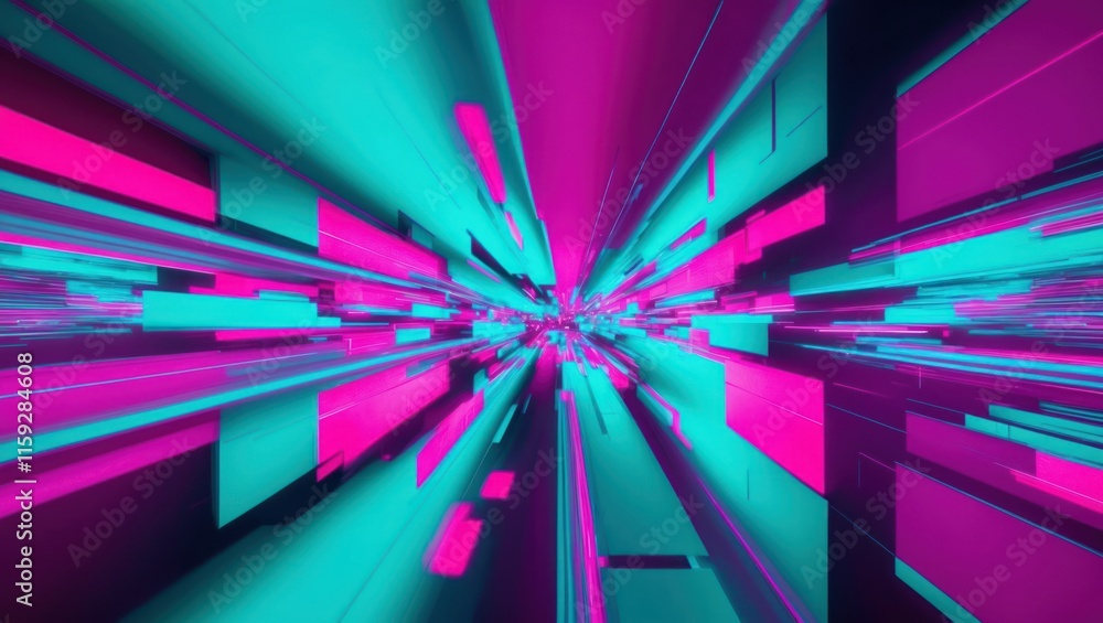 Aufkleber vibrant abstract digital background showcasing futuristic lines and shapes in neon colors, suggestin
