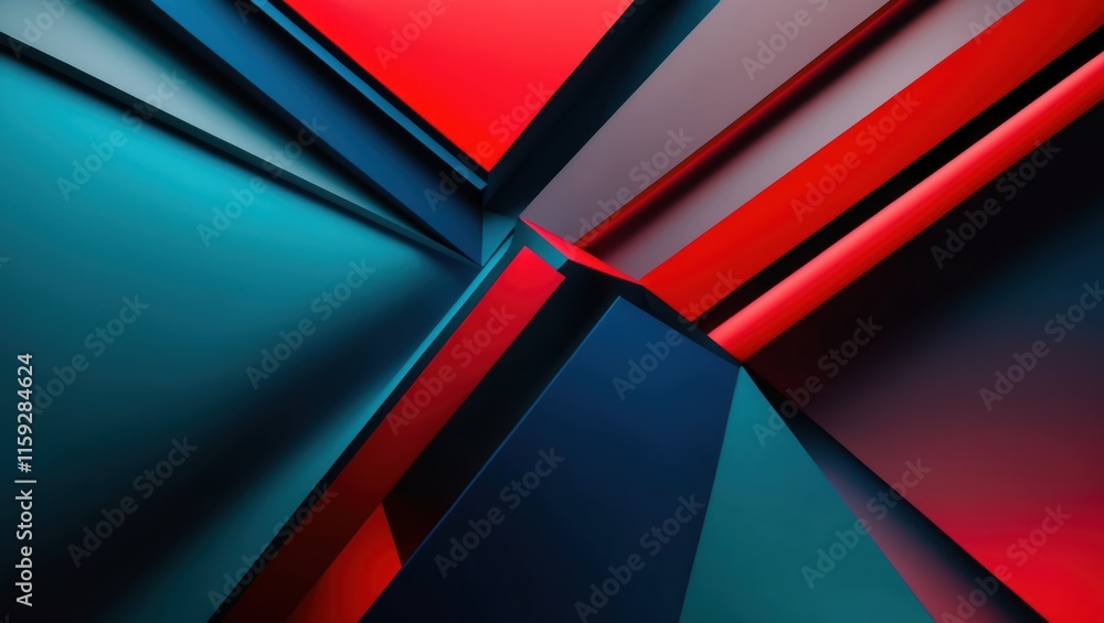 Poster dynamic abstract composition showcasing vibrant colors and geometric shapes, suitable for modern des