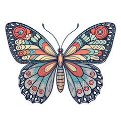 Butterfly Insect Vector Art Isolated Line Doodle Illustration