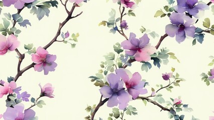 Beautiful floral pattern featuring vibrant blooms and delicate leaves, ideal for springtime designs and elegant decorations