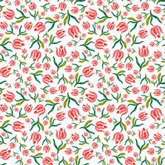 Abstract flowers. Seamless pattern of abstract watercolor flowers on a white background. For your design