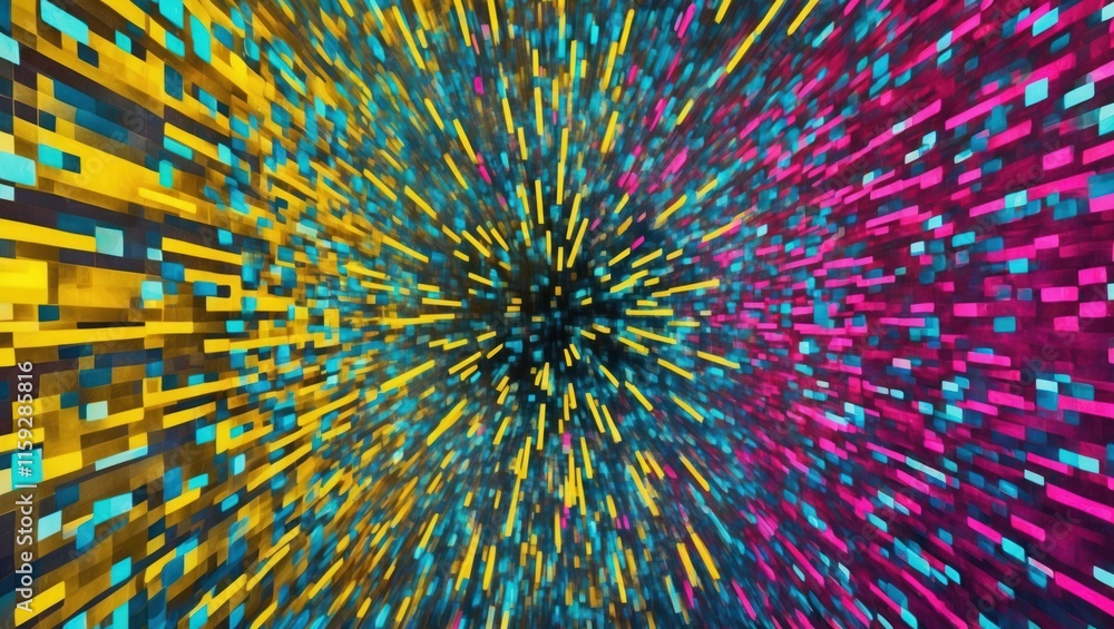 Aufkleber vibrant abstract explosion of colors with dynamic lines and patterns, representing energy and motion