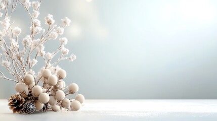 Elegant frosty borders framing subtle sale banners, Seasonal Discounts, modern minimalist