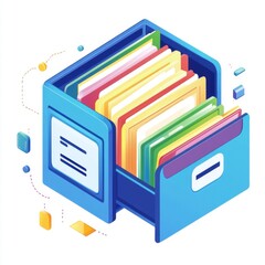 A colorful file cabinet illustration showcasing organized folders, ideal for representing data management concepts.