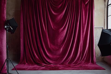 crimson velvet texture with deep rich tones and soft folds creating dramatic and romantic backdrop