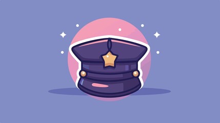 Professional Flat Vector Illustration of Isolated Police Hat