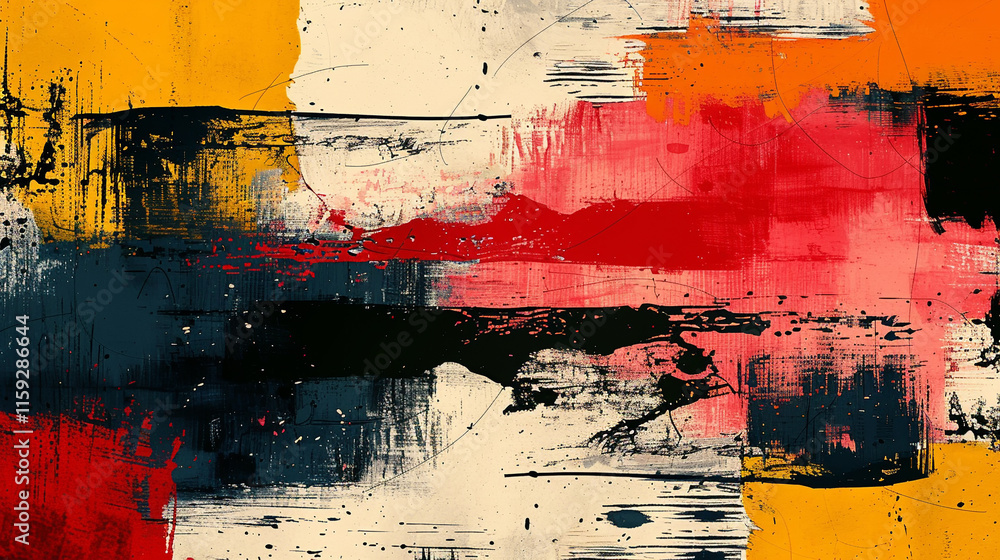 Poster vibrant abstract composition showcasing dynamic colors and texture