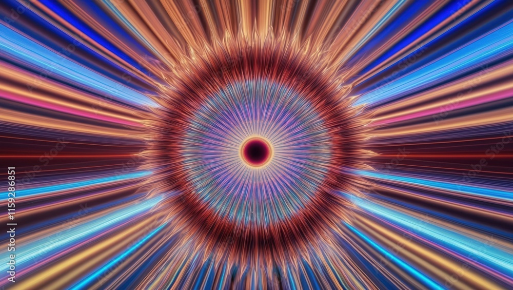 Aufkleber dynamic radial burst of vibrant colors creating a mesmerizing energy effect, suitable for modern des