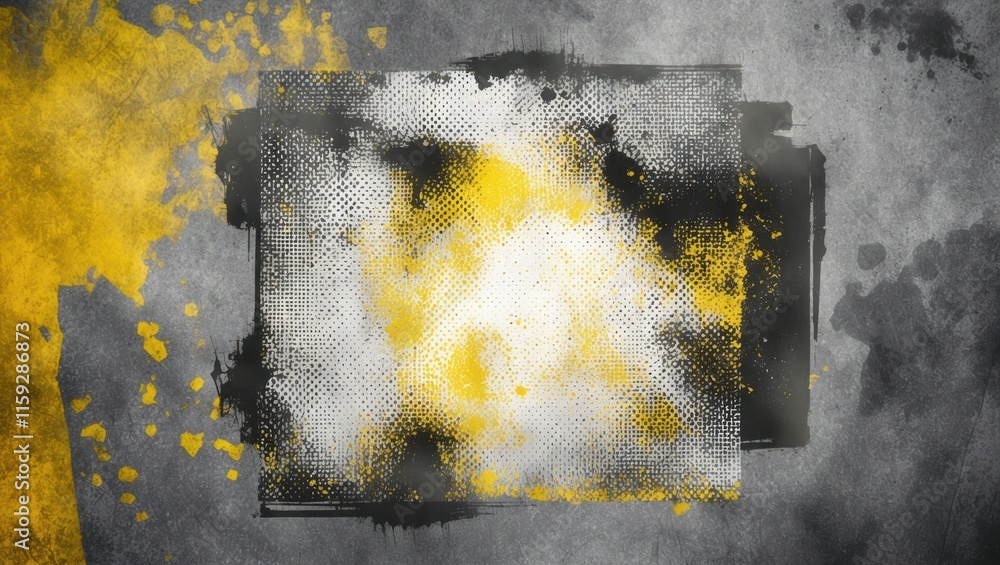Poster dynamic abstract background featuring splashes of yellow and gray textures, perfect for creative pro