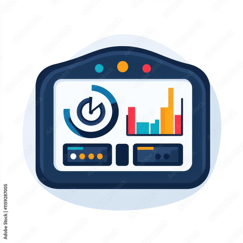 Poster colorful data dashboard with charts and graphs showcasing performance metrics.