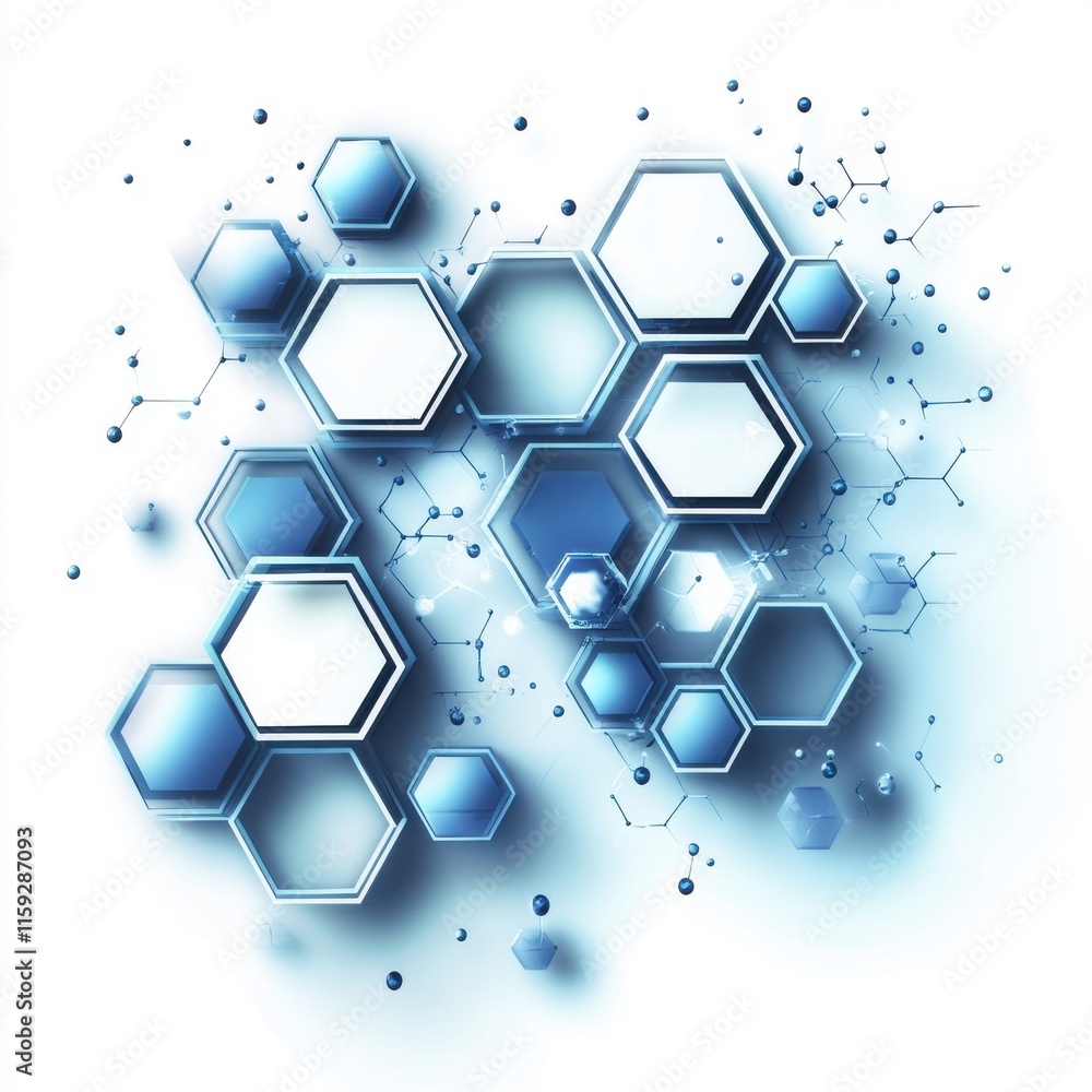 Aufkleber abstract blue hexagonal shapes creating a modern scientific background, emphasizing innovation and t