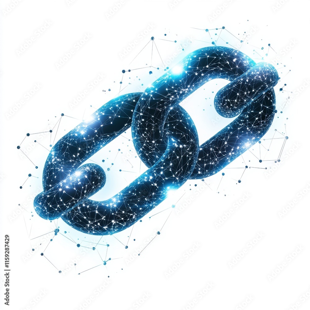 Aufkleber futuristic digital chain symbolizing connectivity and security in technology.