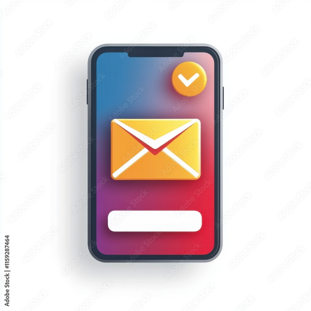 Poster A sleek smartphone displaying a vibrant email notification with a checkmark, symbolizing effective communication.