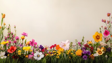 Vibrant Garden Flowers in Bloom with Soft Background for Creative Projects