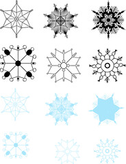 Snowflake Icon graphic line set. Merry Christmas snow flake vector design, Editable Stroke Icon. Simple black line icons snow, Seamless snowflake vector set Icons.