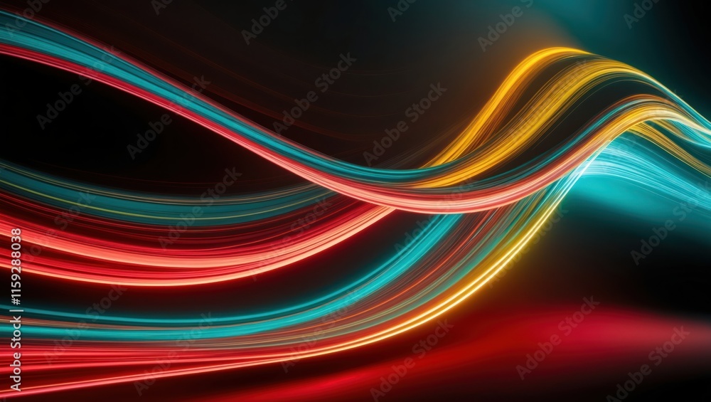 Aufkleber abstract illustration of flowing colored lines creating dynamic energy, evoking a sense of motion an