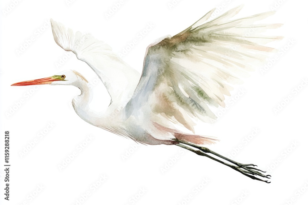 Poster a close-up shot of a white bird with a distinctive long beak, photographed in a studio setting