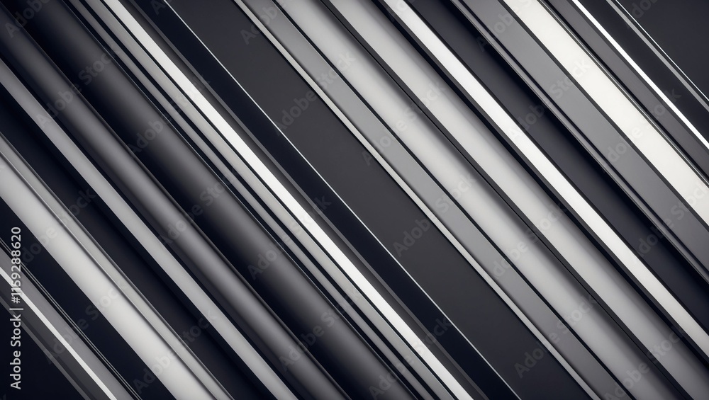 Poster abstract design featuring diagonal lines in shades of black and gray, creating a modern and sleek te