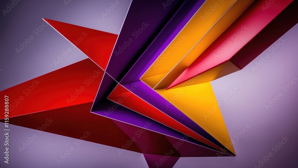 Poster dynamic abstract design featuring vibrant colors and sharp geometric shapes, creating a modern and a