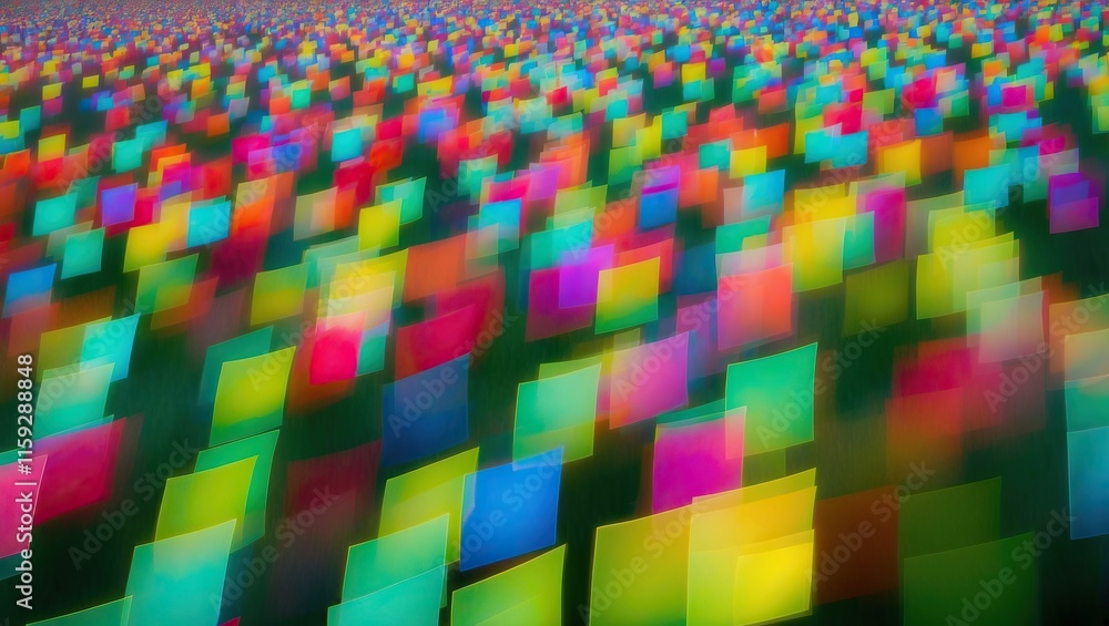 Poster vibrant, colorful abstract patterns form a dynamic field of shapes, creating a modern and artistic b