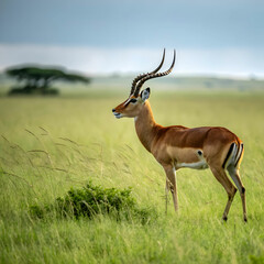 Fototapeta premium beautiful shot of a male impala in the fields