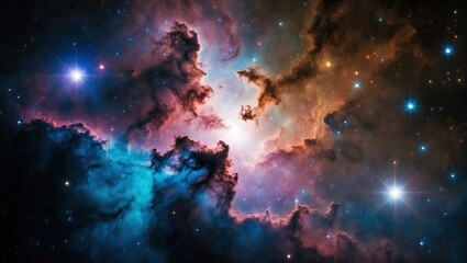 Vibrant cosmic nebula displaying an array of colors and stars, capturing the beauty and mystery of the universe