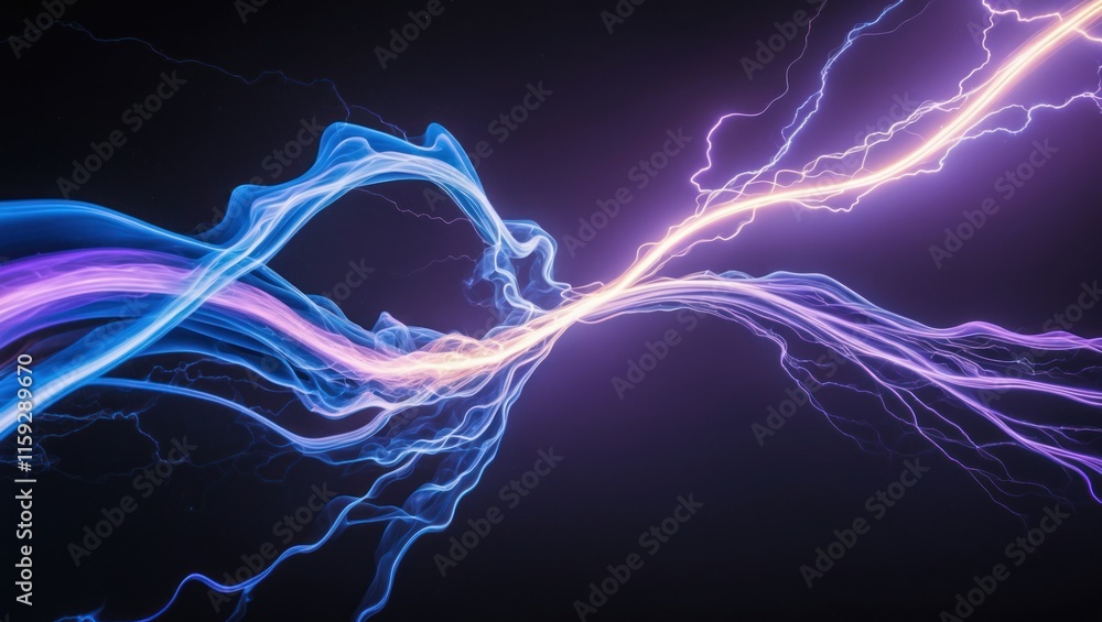 Aufkleber dynamic representation of electricity with vibrant light trails creating an abstract, energetic atmo