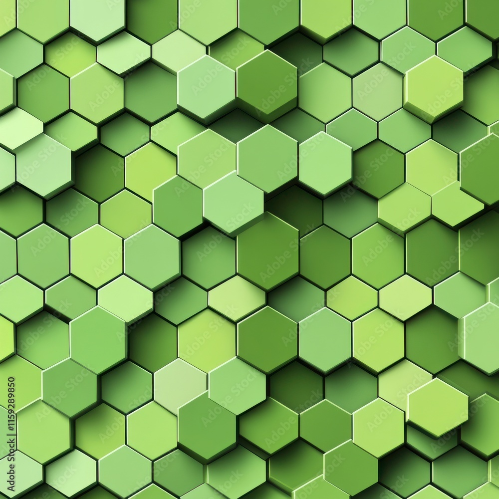 Poster abstract green hexagonal pattern, creating a vibrant and modern texture.