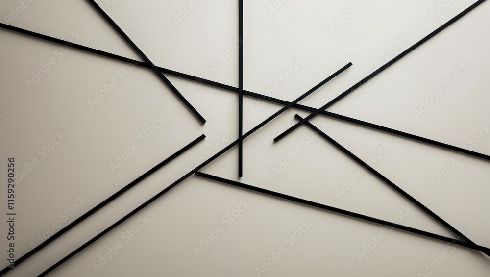 Poster abstract arrangement of black lines on a neutral background, creating a minimalist and modern design