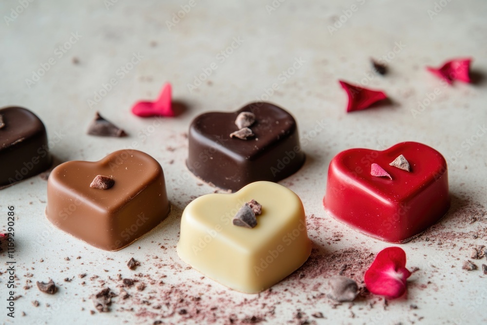 Poster A group of chocolates placed on a table, ready for consumption or display