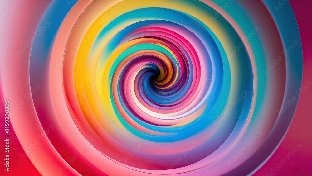 Poster colorful swirling gradient pattern creating an abstract design, evoking motion and energy, suitable 
