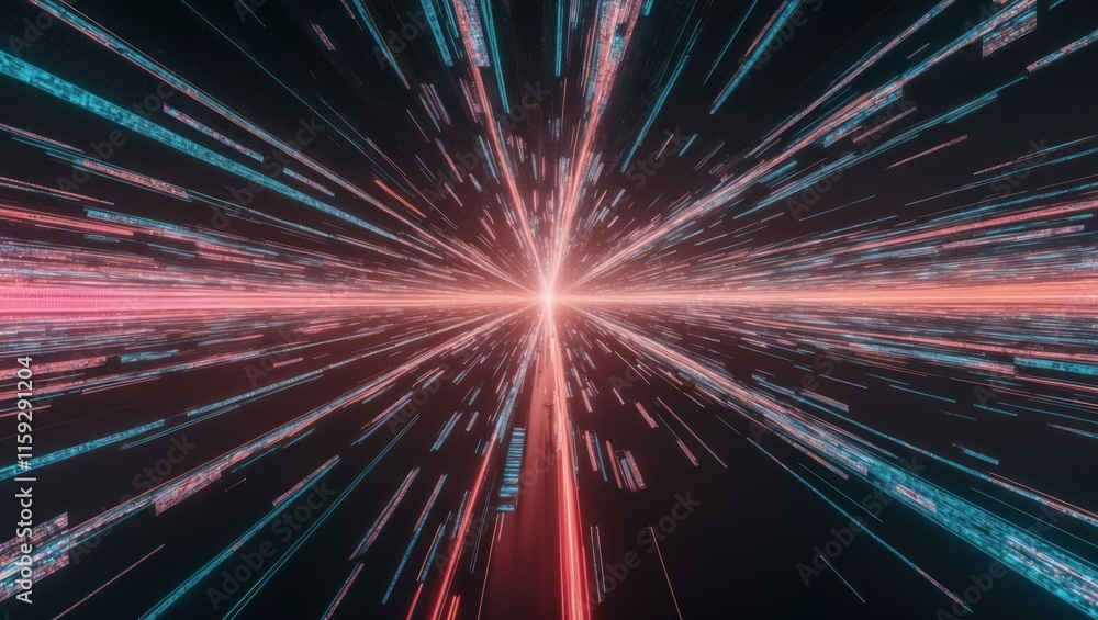 Aufkleber dynamic abstract image conveying speed and energy through vibrant lines and illuminated perspective,