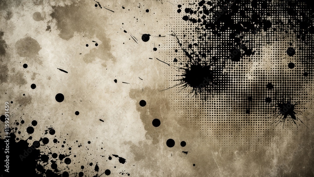 Poster abstract grunge texture featuring ink splatters and patterns, suitable for creative projects and bac