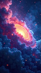 Cosmic glow envelops a swirling cloud of particles, shimmer, cosmic, neon blue