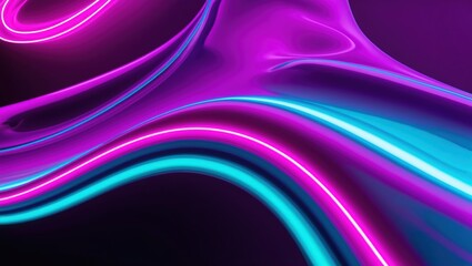 Obraz premium Futuristic neon waves with vibrant colors create a dynamic and abstract background, ideal for digital art or modern designs