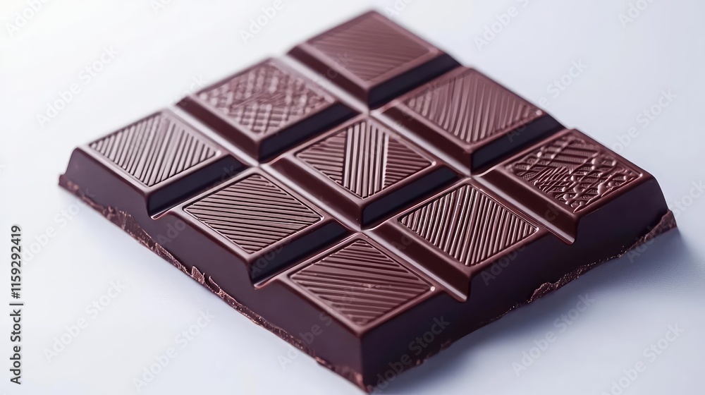 Poster minimal chocolates idea. delicious dark chocolate square with a textured surface and rich cocoa colo