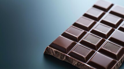 Minimal chocolates idea. Rich dark chocolate bar on a sleek surface, ideal for indulgent culinary delights.