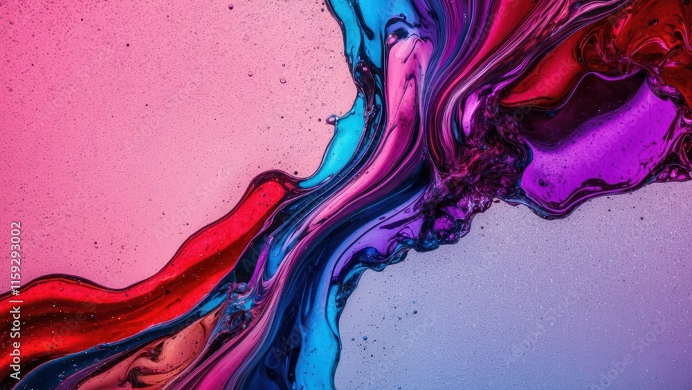 Poster dynamic abstract artwork featuring colorful liquid swirls, creating a vibrant and energetic atmosphe